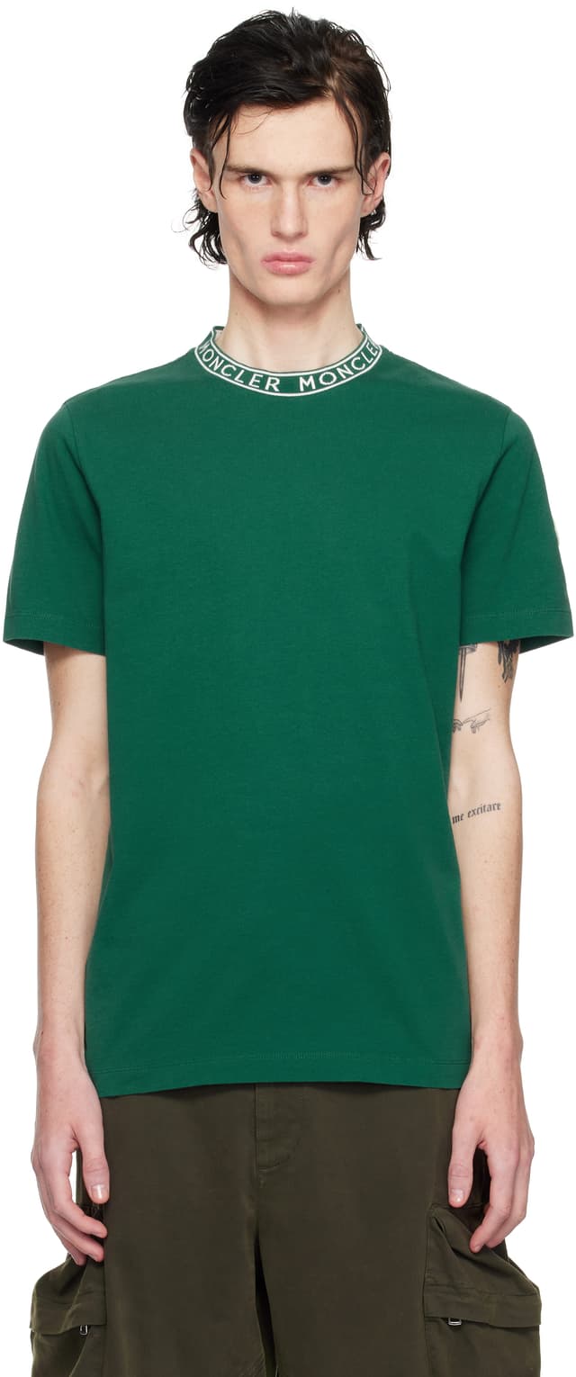 Green Logo-Trimmed Cotton T-shirt