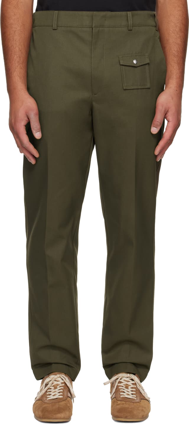 Khaki Tailored Gabardine Trousers