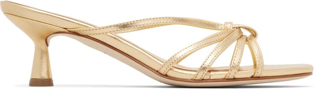 Gold Abby Leather Heeled Sandals