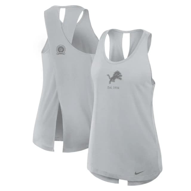 Women's Nike Gray Detroit Lions Glory Crisscross Performance Tank Top