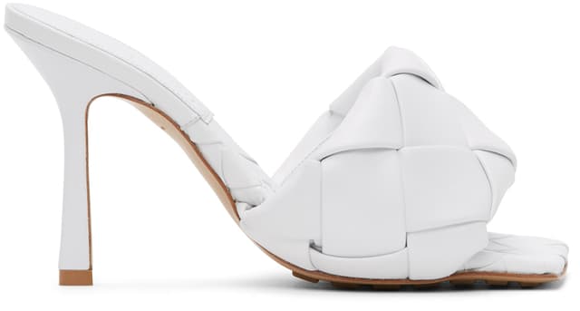 White Intrecciato Lido Heeled Sandals