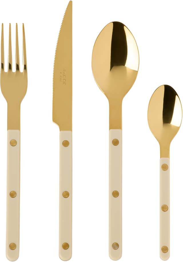 Gold & Beige Bistrot Solid Flatware Set, 4 pcs