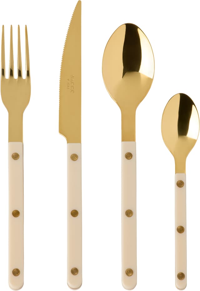 Gold & Off-White Bistrot Cutlery Set, 4 pcs