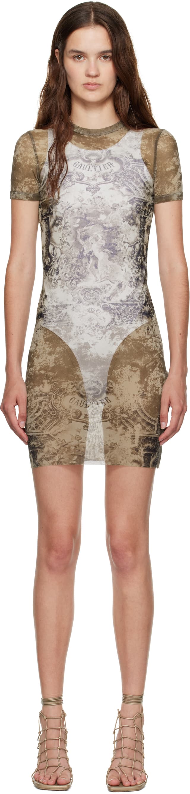 Beige 'The Médaillon' Minidress