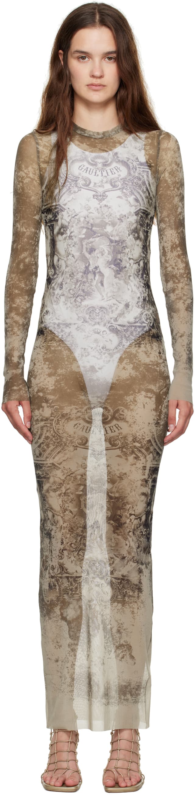 Beige 'The Long Médaillon' Maxi Dress