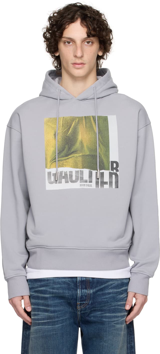 SSENSE Exclusive Gray Cotton Printed Water Hoodie