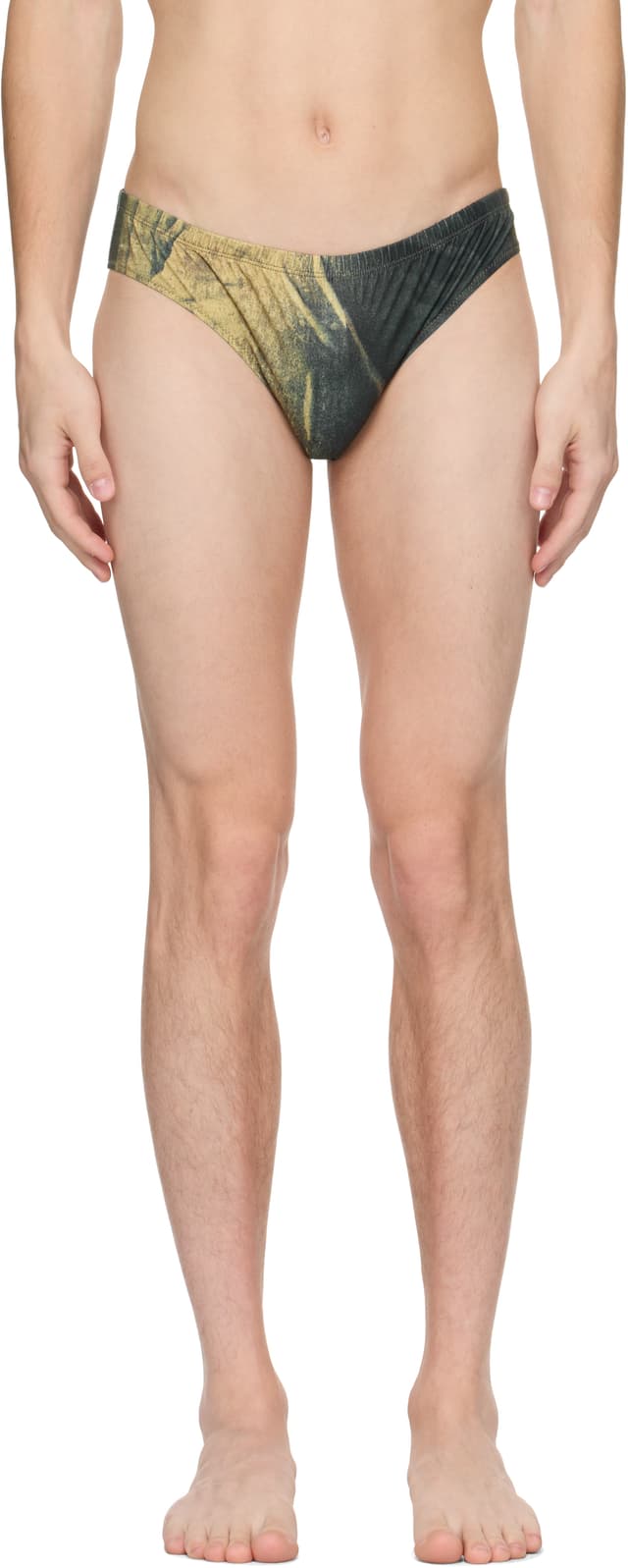 SSENSE Exclusive Navy & Yellow Body Printed Water Swim Briefs