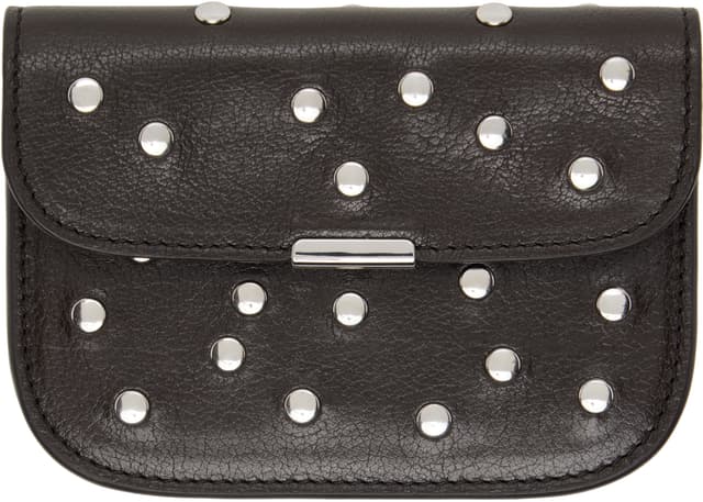 Brown Soft Tab Studs Dots Card Holder
